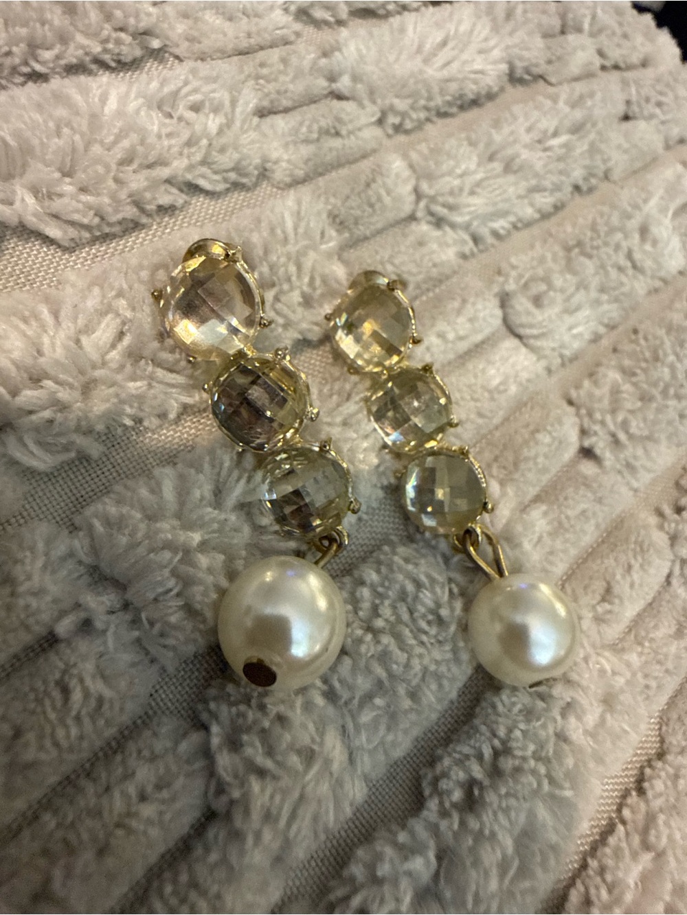 Gold-Tone Crystal and Pearl Drop Earrings - Women Jewelry